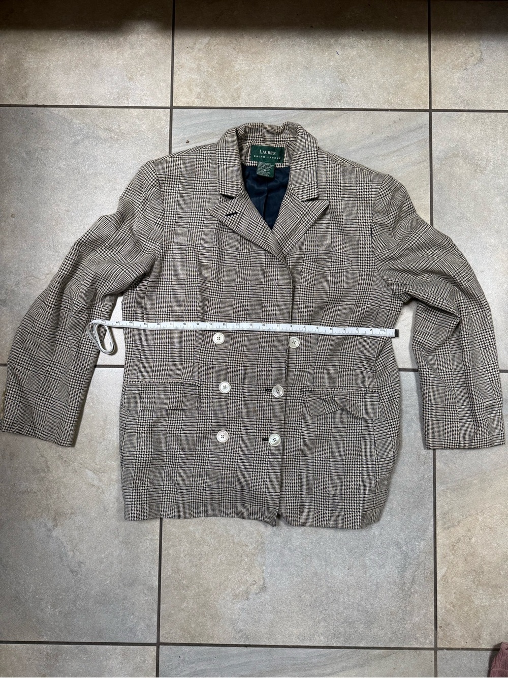 Vintage Lauren Ralph Lauren Silk Blazer Jacket Button Up Plaid Size Large